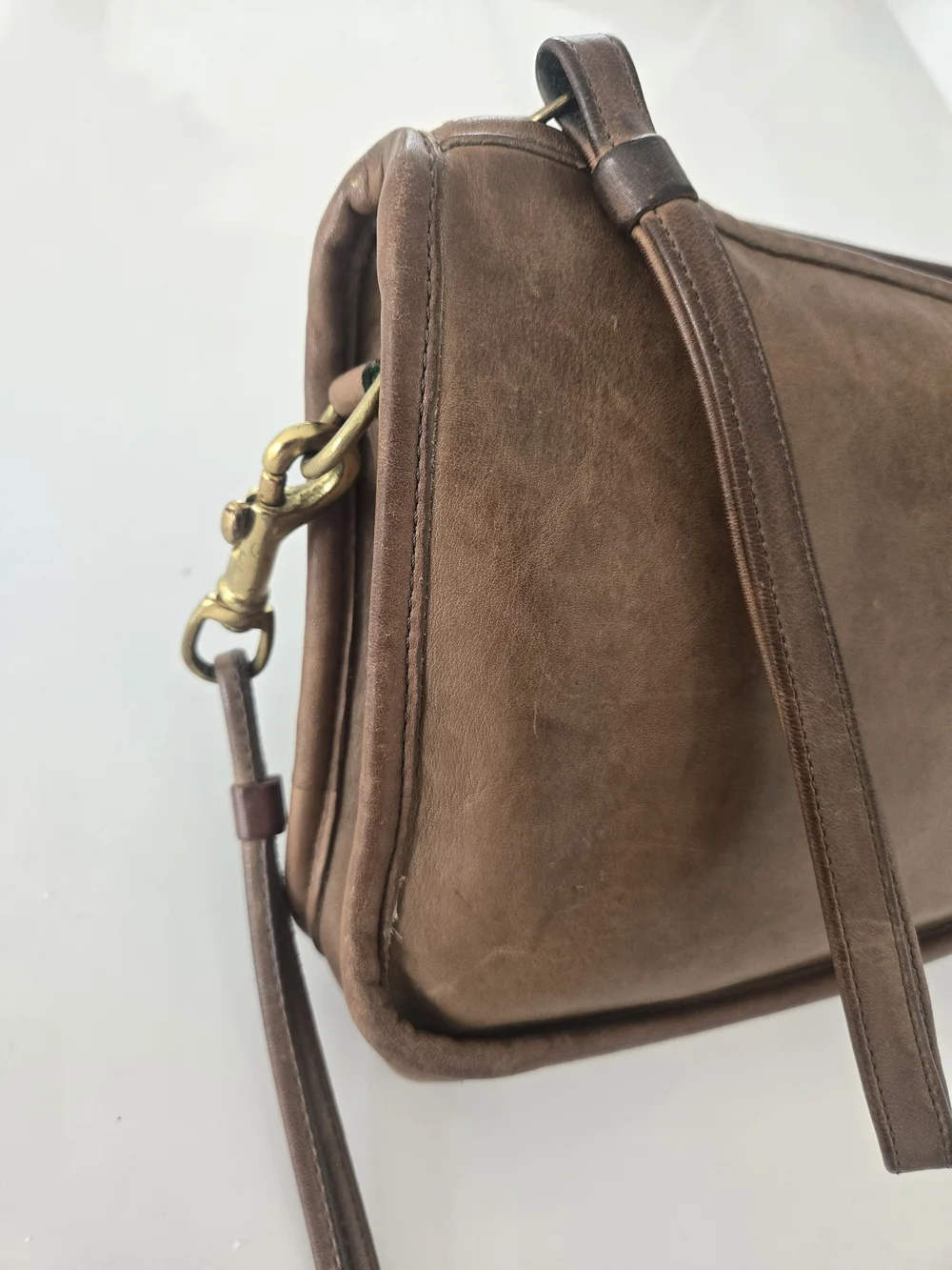 Coach Bonnie Cashin Vintage Small Brown Leather Shoulder Bag Distressed